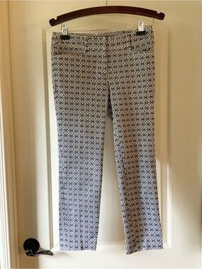 Cache Black & White Geometric Straight-Leg Pants